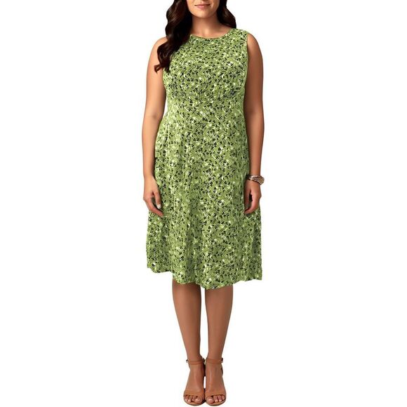 London Times Womens Green Printed Long Summer Maxi Dress Plus NWT - Picture 1 of 2